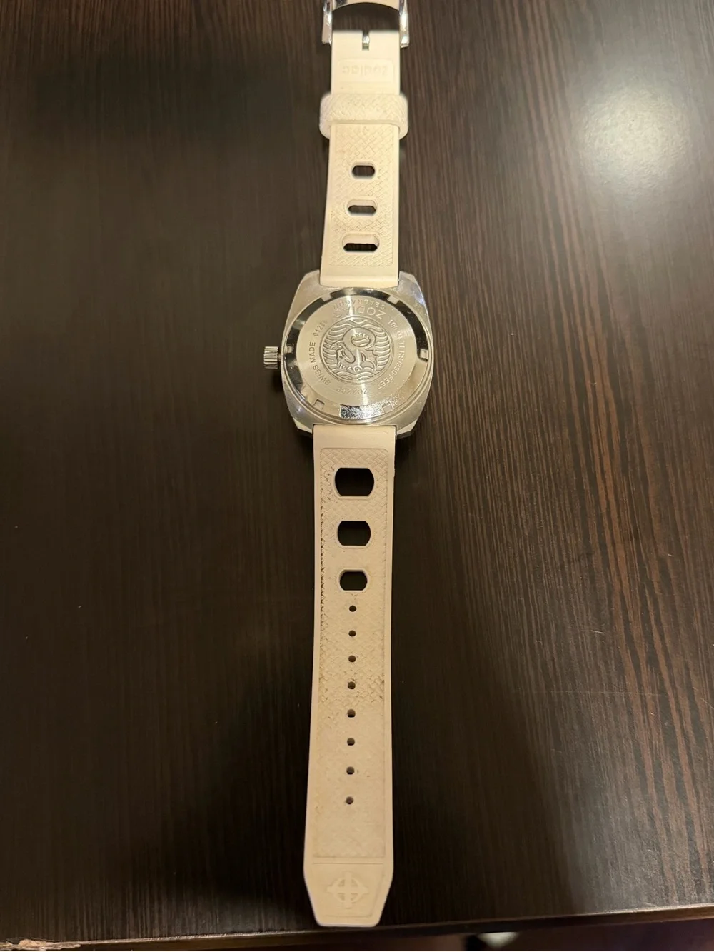 Zodiac Sea Dragon Quartz Wristwatch with White Rubber Strap